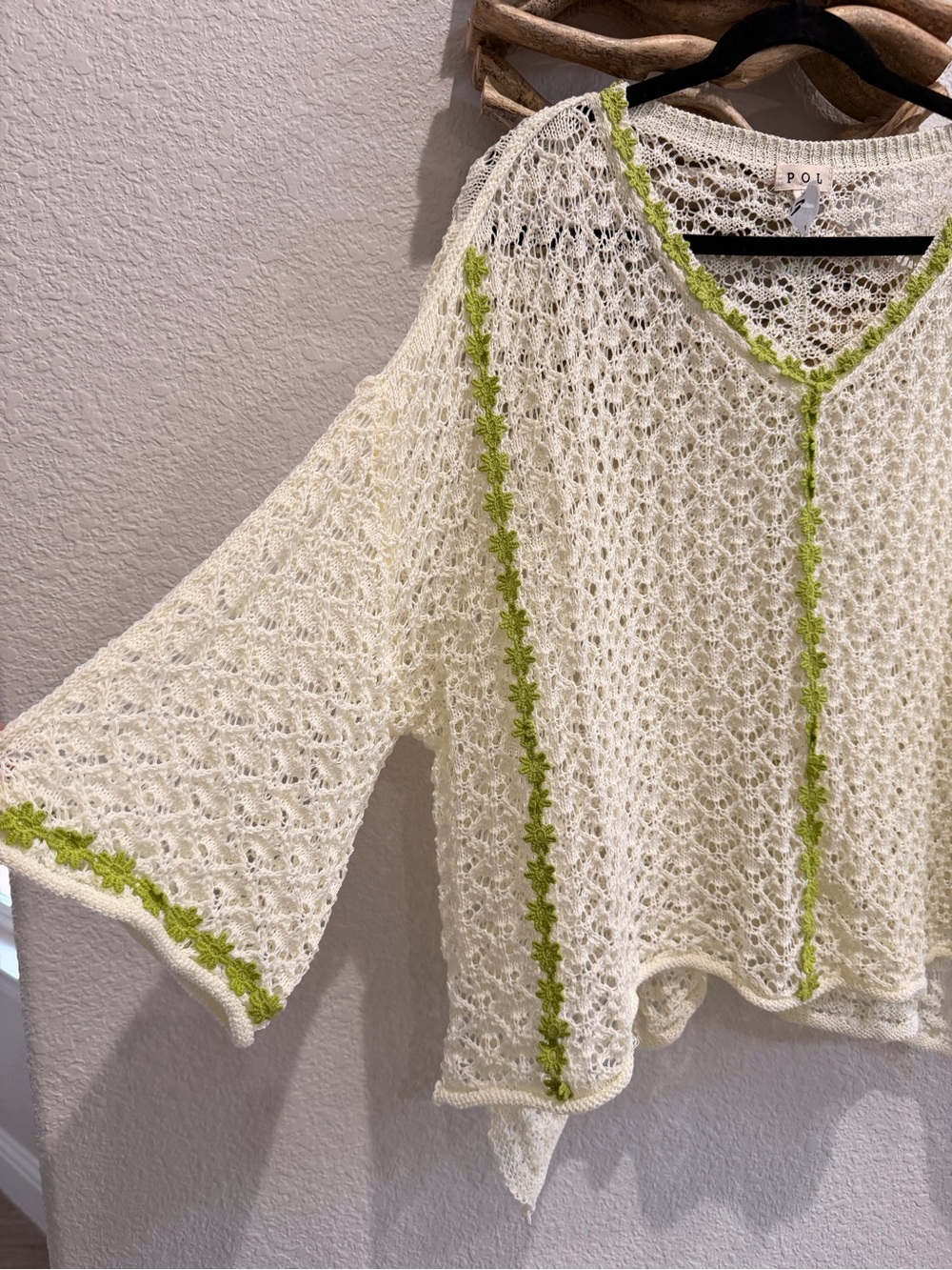 POL Crochet Open-Knit Sweater shirt women’s oversized S - Picture 5 of 6